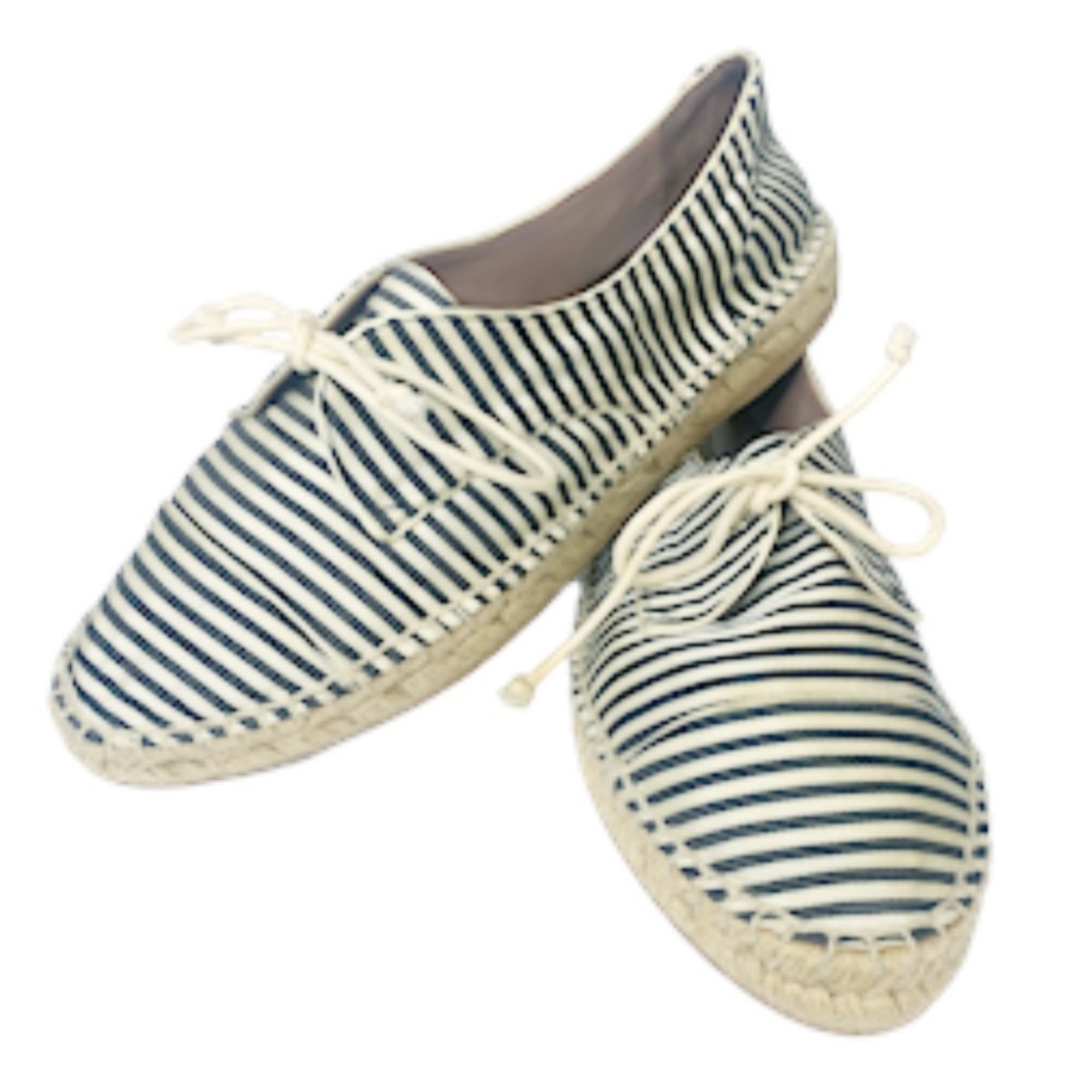 Tabitha Simmons Dolly Silk Striped Espadrille Lace-Up Flats - Picture 4 of 14